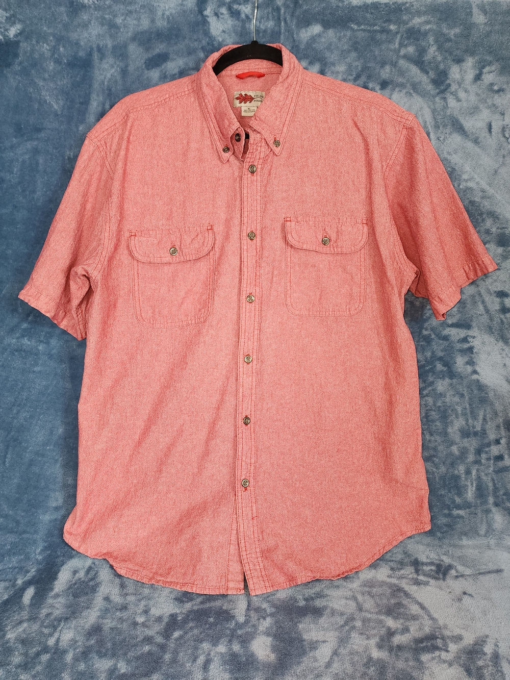 Men's Short-Sleeve Button-Down Shirt in Washed Red